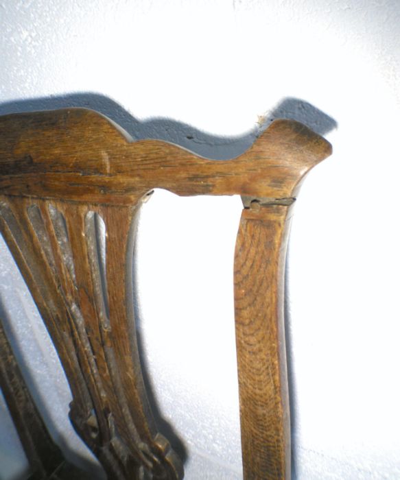 A Georgian oak country chair along with one other, A/F. - Image 4 of 4