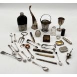 A collection of miscellaneous items including silver plated items, Mentmore fountain pen,