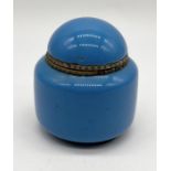 A Chinese blue enamelled scent bottle/pot and cover , height 5.5cm