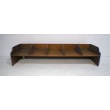 A vintage oak table top set of filing shelves/desk organiser, length 147cm, depth 40cm, height