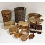 A collection of wicker baskets, hampers etc.