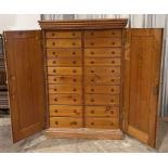 A Victorian pine twenty drawer "specimen" cupboard - height 155cm, width 107cm, depth 54cm