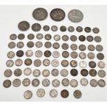 A collection of silver coinage including 1889, 1891 and 1935 crown along with a quantity of mainly