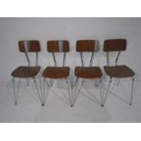 A set of four 1950s diner style, chrome chairs. Height 78cm, width 34cm.
