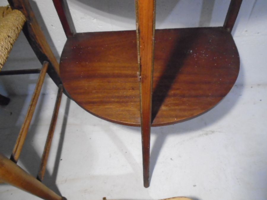 A vintage demi-lune table plus a ladder-back chair and a stool., - Image 10 of 10