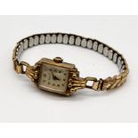 An Everite 9ct gold Art Deco cocktail watch on expandable strap