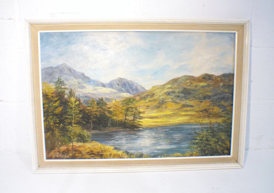 Two framed oil paintings on board depicting landscape scenes, signed 'J. Clarke'. - Image 2 of 6
