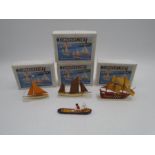 A collection of four boxed Camphor Craft self-propelling miniature model boats