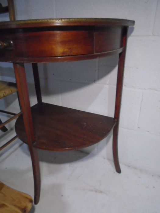 A vintage demi-lune table plus a ladder-back chair and a stool., - Image 7 of 10