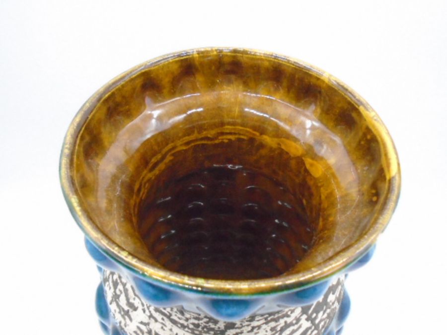 A Bay Keramik West German deep teal bubble vase - height 41cm - Image 2 of 7