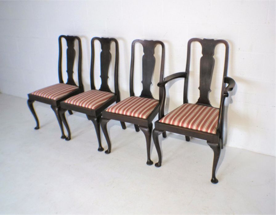 A set of four 'Warings' Queen Anne style mahogany dining chairs, including one carver. - Image 3 of 6