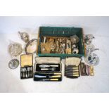 A quantity of silver plated items including various cutlery, a tea set etc.