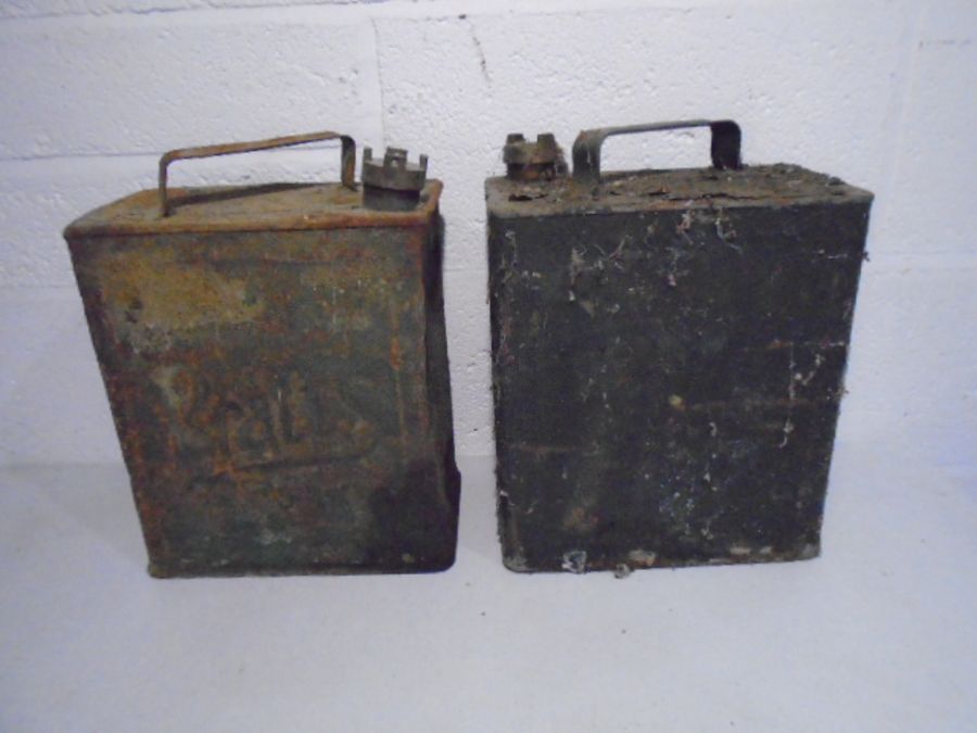 Two vintage petrol cans including a Pratt's