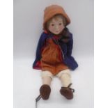 An unboxed Sasha style bisque headed doll - marked JL on neck