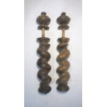 A pair of Victorian barley-twist pillars, A/F, length 72cm.