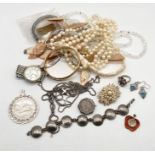 A collection of costume jewellery including silver and SCM items etc.