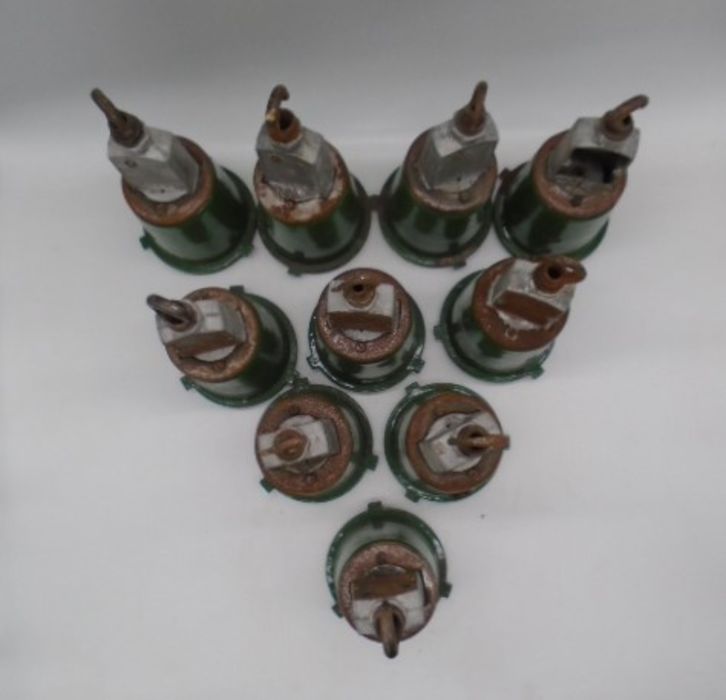 A set of ten industrial green enamelled ceiling lights - Image 2 of 7