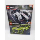Two boxed Lego Technic's Pull back sets including a "Ford Mustang Shelby GT500" (42138) and "Formula