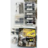A collection of jewellery making equipment including a large quantity of beads etc.