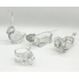 Four glass trinket dishes by Art Vannes, France in the form of a lion, rabbit, elephant and cat