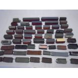 A large collection of model railway Class4/OO gauge rolling stock including wagons, timber trailers,