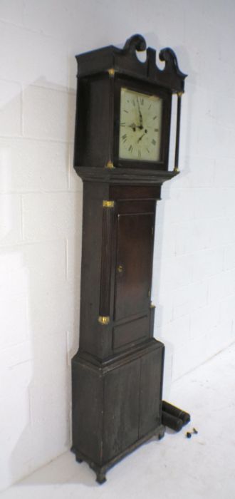 A Georgian oak longcase clock with painted dial. - Image 3 of 11