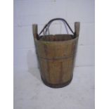 A vintage wooden well bucket - overall height 48cm