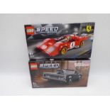 Two boxed Lego Speed Champions sets including "Fast & Furious 1970 Dodge Charger" (76912) & "1970