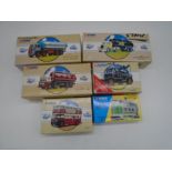 A small collection of Corgi Classic die-cast vehicles including tankers, tram, double decker bus etc