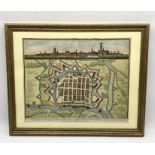 Handcoloured map of Newport in Flanders, Utrecht by Tindal after Rapin - overall size in frame 50