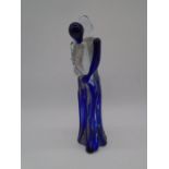 A Murano blue and clear glass figurine depicting an embracing couple - height 44cm