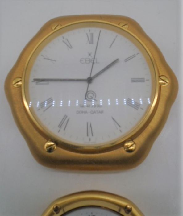 An Ebel Doha Qatar wall clock (width 17cm) plus an Ebel desk clock (width 11cm) A/F - Image 3 of 6