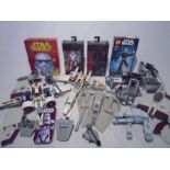 A collection of various Lego Star Wars including partly made space vehicles, boxed Luke Skywalker (