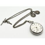 A hallmarked silver pocket watch with white enamelled dial named to G&T Davison, Newcastle- On-Tyne,
