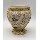 A Fischer of Budapest vase with raised floral detail, hairline crack as shown - height 21cm.