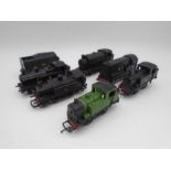 A collection of five unboxed OO gauge pannier tanks, long with one shunter (13005) and BR tender -