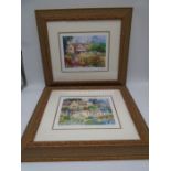 A pair of limited edition prints by Jann Pollard (b. 1942) in matching gilt frames, overall size