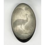 A vintage carved emu egg decorated with a traditional scene, height 13.5cm