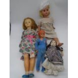 A collection of four vintage dolls