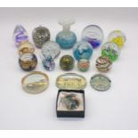 A collection of glass paperweights including three Caithness, Selkirk, Cowely, Avondale etc, along