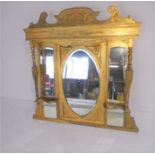An Edwardian over mantle mirror with gilded frame. Appro 120cm x 120cm