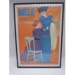 A vintage framed 1970's Mele & Co (Napoli) "Primaria Casa in Confezioni" poster