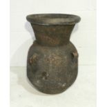 A large terracotta urn with textured finish, height 70cm, diameter 45cm.