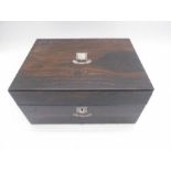 A Victorian coromandel sewing box with mother of pearl inlay