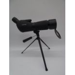 An Auriol 20-60x60 spotting scope on tripod with box and soft case