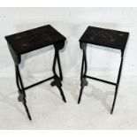 Two nesting chinoiserie side tables with stork motif to top
