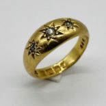 An 18ct gold Victorian diamond three stone ring, weight 5.7g