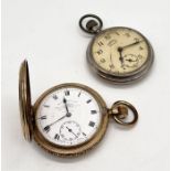 A gold plated pocket watch, the white enamel dial marked to Thomas Russell & Son, Liverpool "