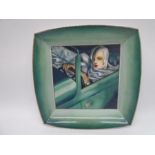 A Goebel Ltd edition square plate designed by Tamara De Lempicka (Tamara in green Bugatti) number