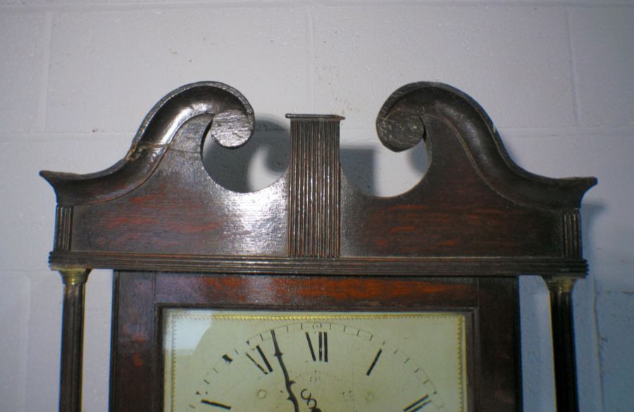 A Georgian oak longcase clock with painted dial. - Image 7 of 11
